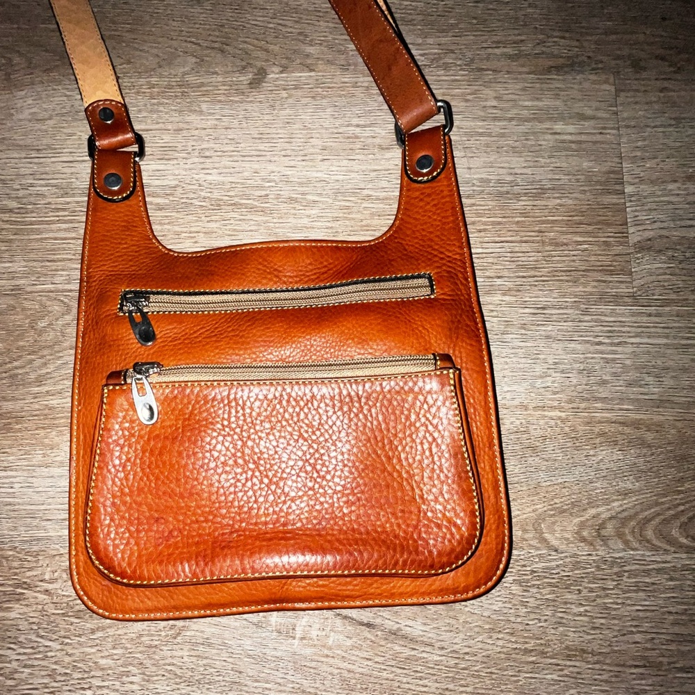 D’Luciano Brown Leather Crossbody Organizer Bag Multi Zip Travel Purse - Picture 3 of 9